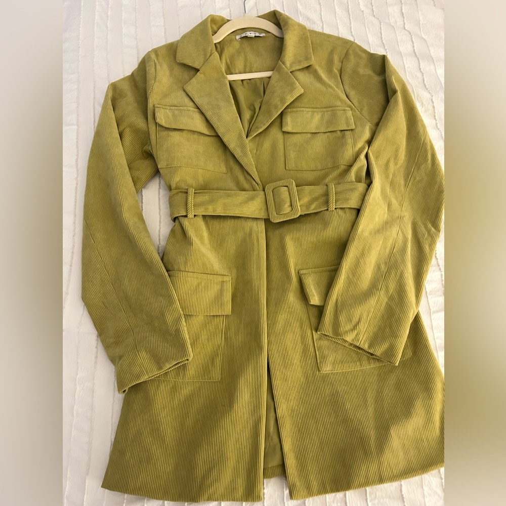 HYFVE Olive Oil Corduroy Trench Coat